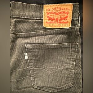 Levi’s 514 dark olive grey cords pants 34” x 30”